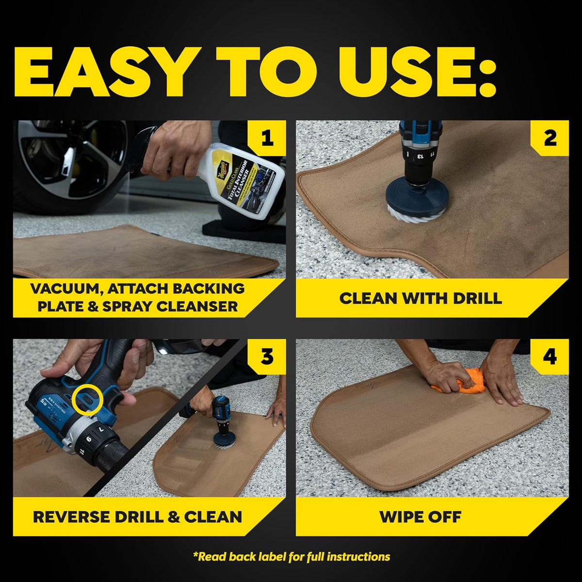 Meguiar's Carpet &amp; Cloth Kit,This Car Care Kit includes a Premium Fabric &amp; Carpet Cleaner and Accessories,A Plush Microfiber Towel and 4” Drill Brush Attachment to Thoroughly Clean Interiors, Kit