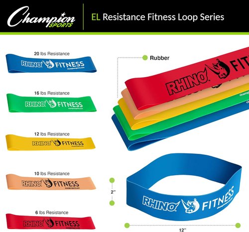 Champion Sports Stretch Loop Bands - Durable Resistance Bands for Strength Training & Rehabilitation | Light to Heavy Resistance