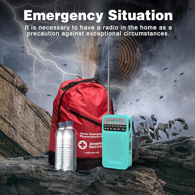 Portable Radio AM FM with Best Reception, Goodes Transistor Radio with Loud Speaker, 2AA Battery Operated, Headphone Jack for Indoor, Outdoor and Emergency Use-Green