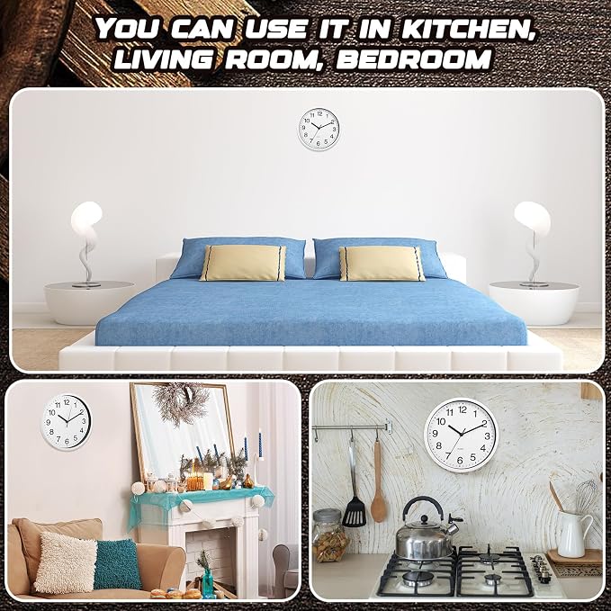 Inbagi 8 Pcs Wall Clock Large Silent Battery Operated Wall Clocks Modern Non