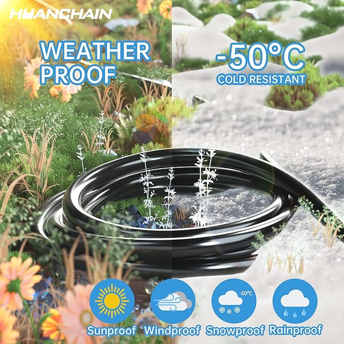 HUANCHAIN Indoor Outdoor Black Extension Cord 15 ft (2pack) Waterproof, 16/3 Gauge Flexible Cold-Resistant Appliance Cable Outside, 13A 1625W 16AWG SJTW, 3 Prong Electric Cord, ETL