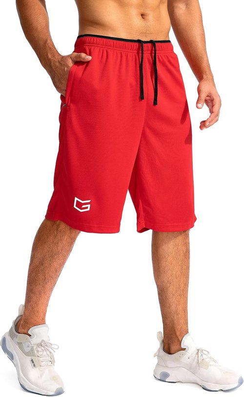 G Gradual Men's Basketball Shorts - Lightweight Quick-Dry Athletic Shorts with Zipper Pockets | 11" Length