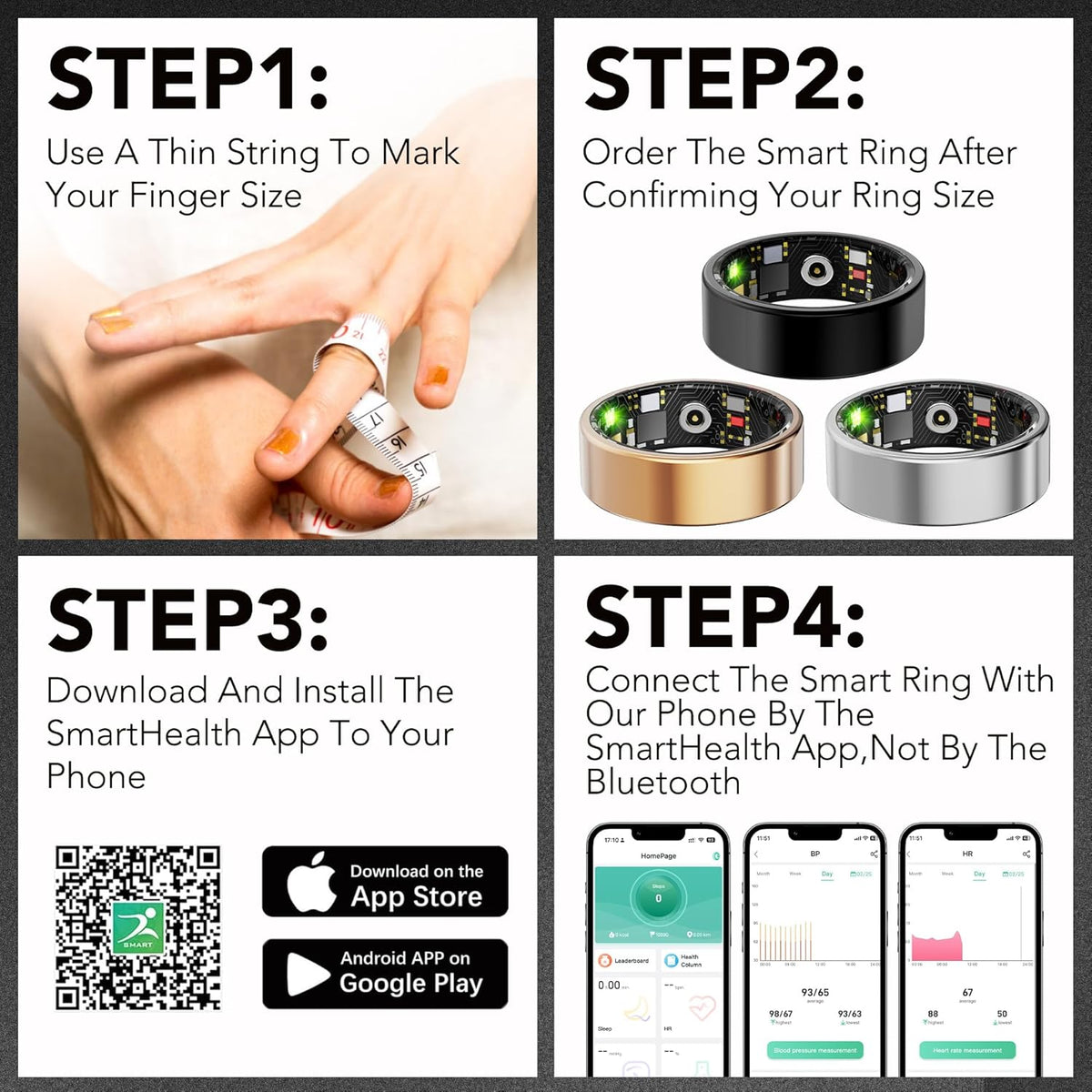Smart Health Ring - Fitness Tracker for Heart Rate, Blood Oxygen & Sleep Monitoring | IP68 Waterproof, Rose Gold 6