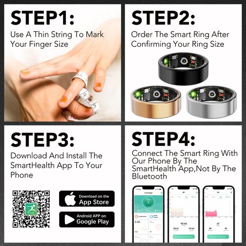 Milavan Smart Health Ring for Women Men Fitness Tracker with Heart Rate, Blood Oxygen, Blood Pressure, Sleep Monitoring, Step Counting, IP68 Waterproof for iOS and Android, No APP Fee, Rose Gold 8