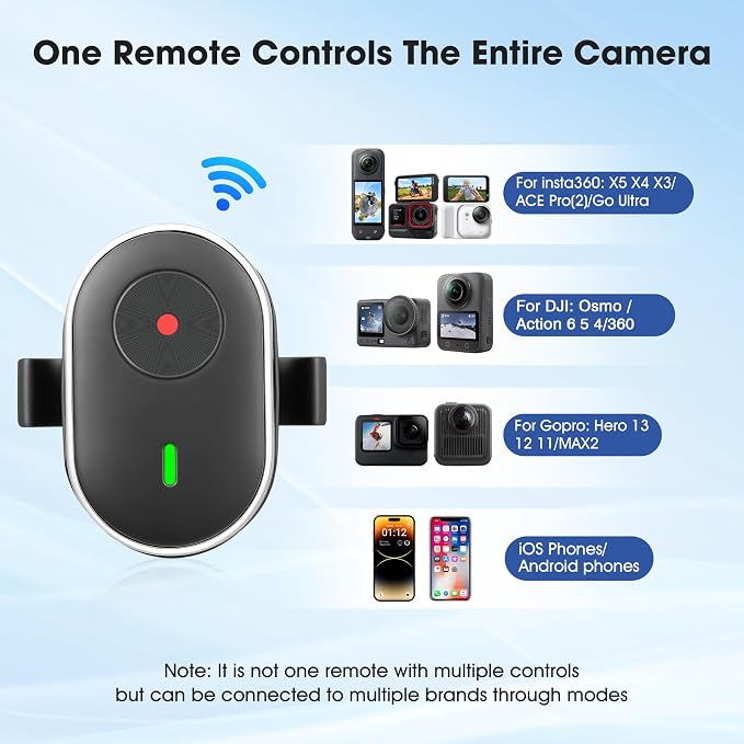 Remote for insta360 GO Ultra/X5/X4 Air/X3/Ace Pro 2 Mini Ring Control for Gopro