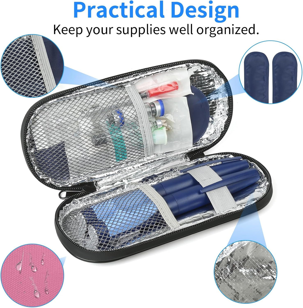 Skiennix Insulin Pen Cooler Case - Travel-Friendly Design with 2 Reusable Ice Packs | Pink Diabetic Medication Storage