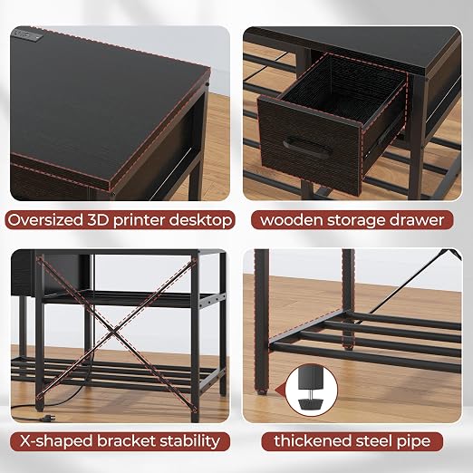 3D Printer Stand with Filament Storage – Heavy Duty Metal 3D Printer Table with
