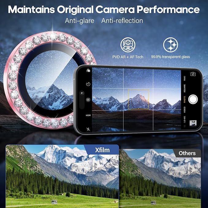 for iPhone 17 Air Camera Lens Protector Bling, Individual Diamond Metal Ring
