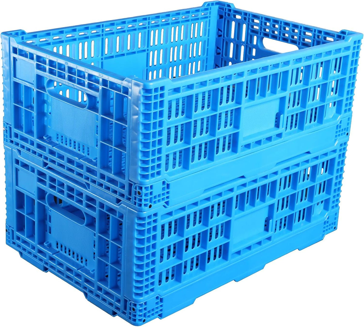 Collapsible Storage Bin Containe，52 Liter Transferheavy duty plastic storage box,blue milk crates heavy duty Transit storage of various items (1)