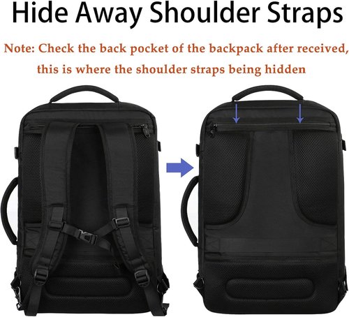 MATEIN Carry-On Backpack - Extra Large Expandable Travel Bag | Water-Resistant 40L Daypack in Black