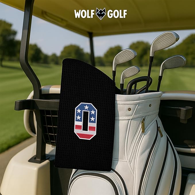 Wolf Golf Towels USA Monogrammed Personalized Golf Towel | Custom Golf Towels for Golf Bags for Men or Women