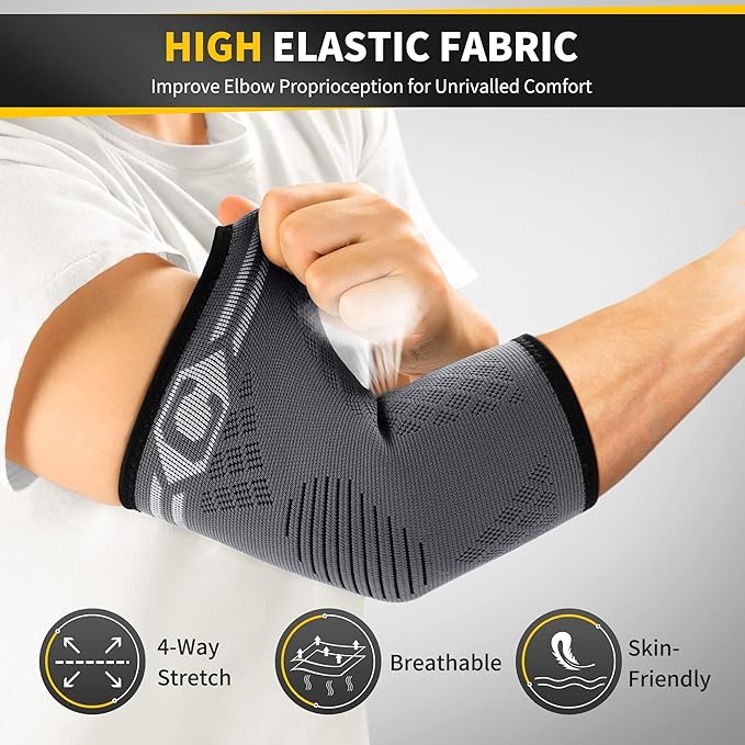 CAMBIVO 2 Pack Elbow Brace for Tendonitis, Tennis Elbow Compression Support Sleeve for Golfers Elbow Pain Relief, Arthritis, Bursitis, Workout, Weightlifting