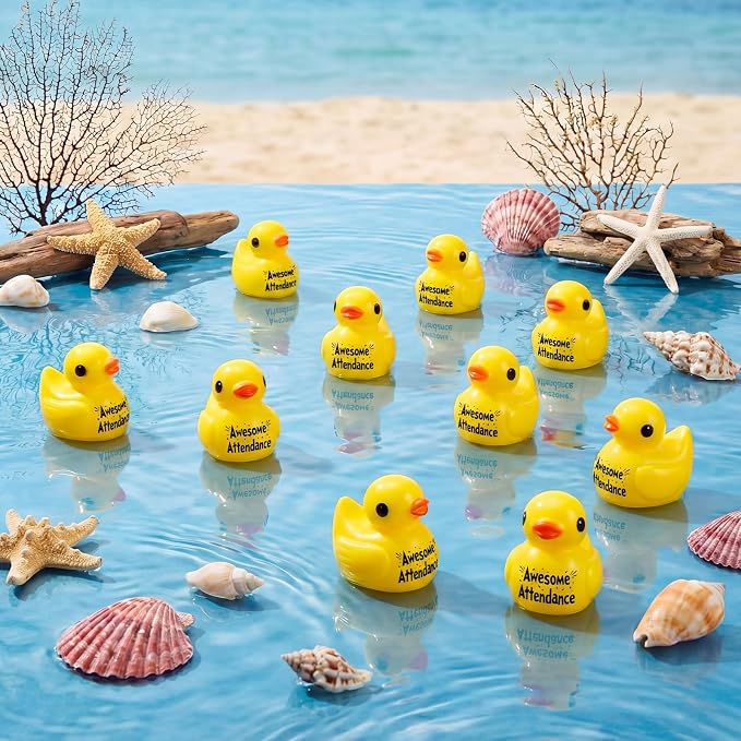 Skylety 50 Pcs Awesome Attendance Resin Duck, Perfect Attendance Awards