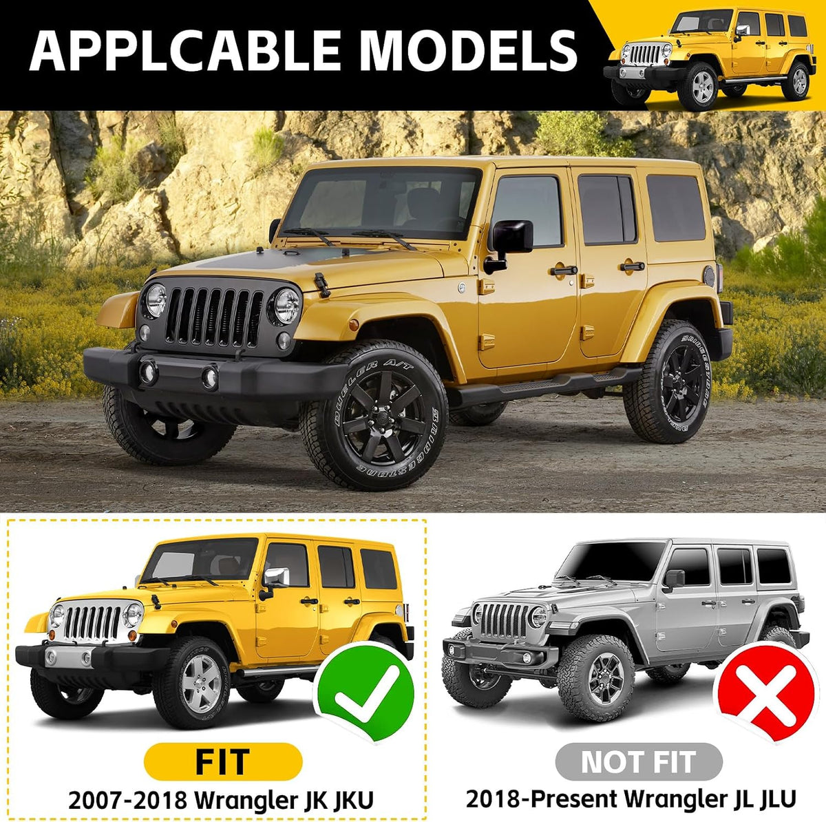 Metal Front & Rear Door Storage Box Pockets for 2007-2018 Jeep Wrangler JK JKU Sturdy Door Side Insert Molle Panels Organizer Only for 07-18 Wrangler JK JKU 4 Door Interior Accessories 4PCS