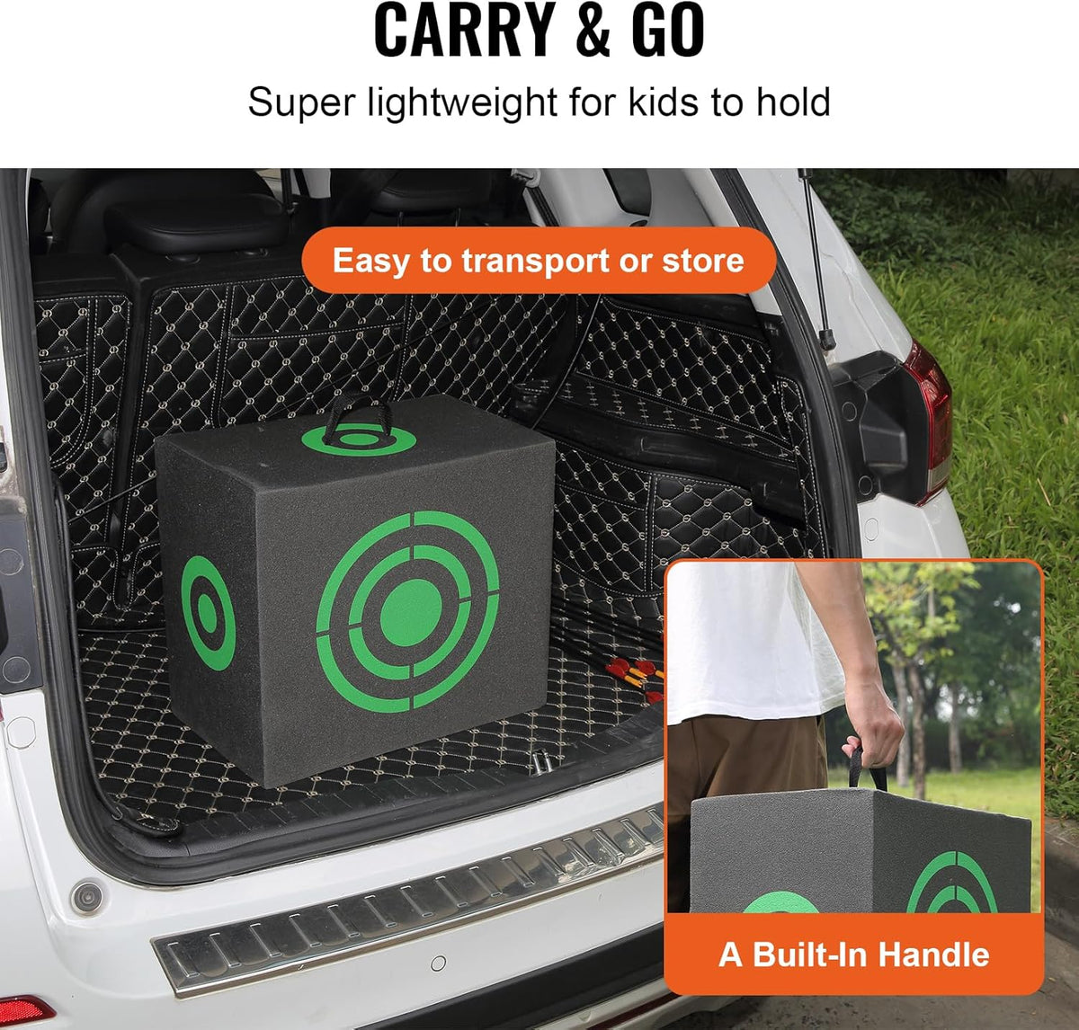 VEVOR Archery Target Block - 16"x18" Portable Bow Target with Carry Handle & Easy Arrow Removal | Black
