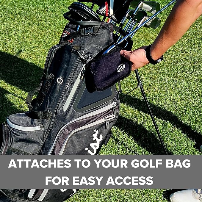 Golf Club Cleaner for Golf Bag - Golf Ball Cleaner Pouch - Waterproof Inside and Dry Outside - Golf Club Brush and Groove Cleaner in One - Golf Ball Washer - Golf Club Bag Accessories