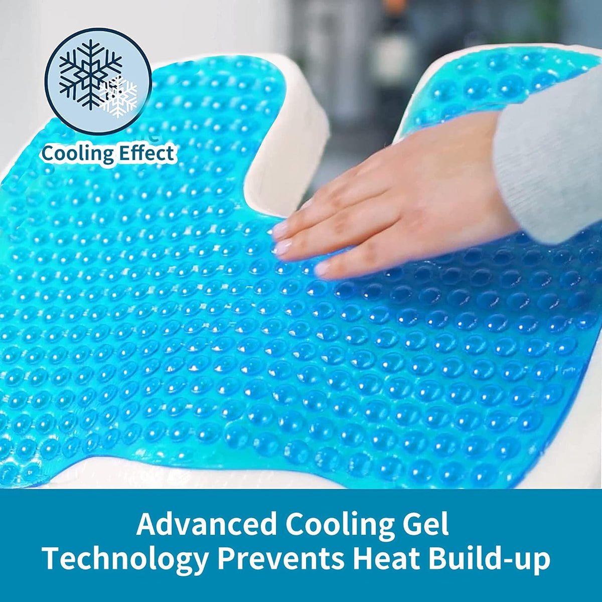 Gel Seat Cushion for Long Sitting - Memory Foam Chair Pillow for Sciatica Pain Relief - Orthopedic Gel & Memory Foam Coccyx Ppad for Tailbone Sick - Office Chair Cushion for Back Pain Grey