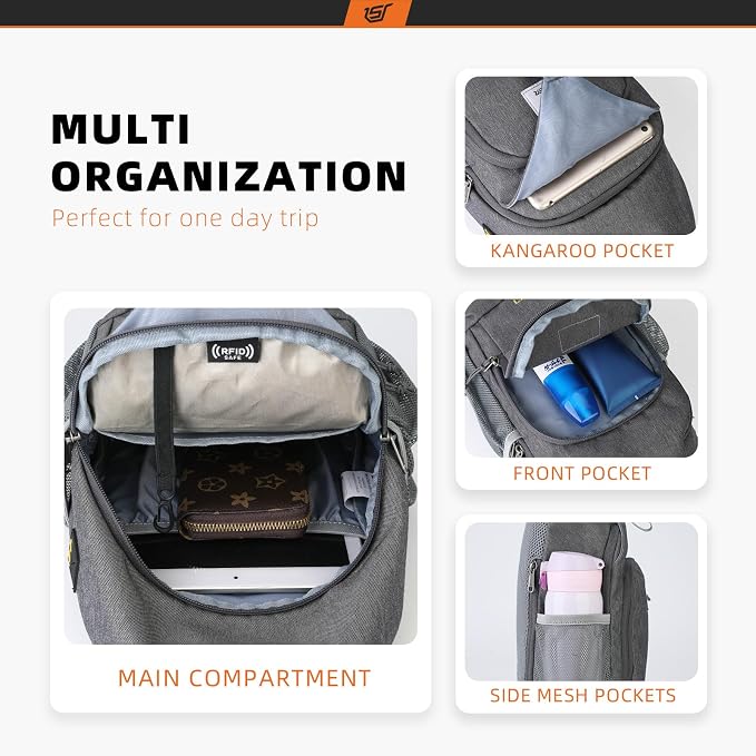 SKYSPER Sling Bag RFID Crossbody Sling Backpack Cross Body Shoulder Bag Travel