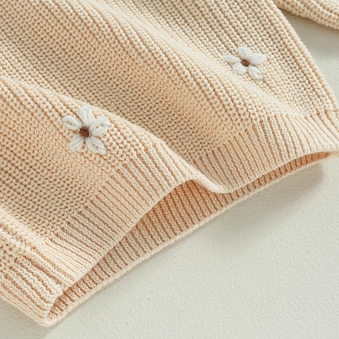 Mubineo Baby Girl Winter Clothes Cute Flower Sweater Crewneck Pullover Long Sleeve Knit Newborn Infant Sweaters