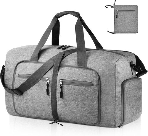 Dimayar 65L Travel Duffle Bag - Waterproof & Tear-Resistant Foldable Duffel with Shoe Compartment | Gray