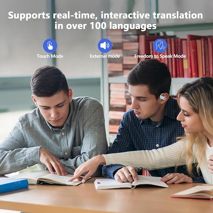 AI Open Ear Earbuds Translation Headphones, Real-Time 2-Way Language Translator