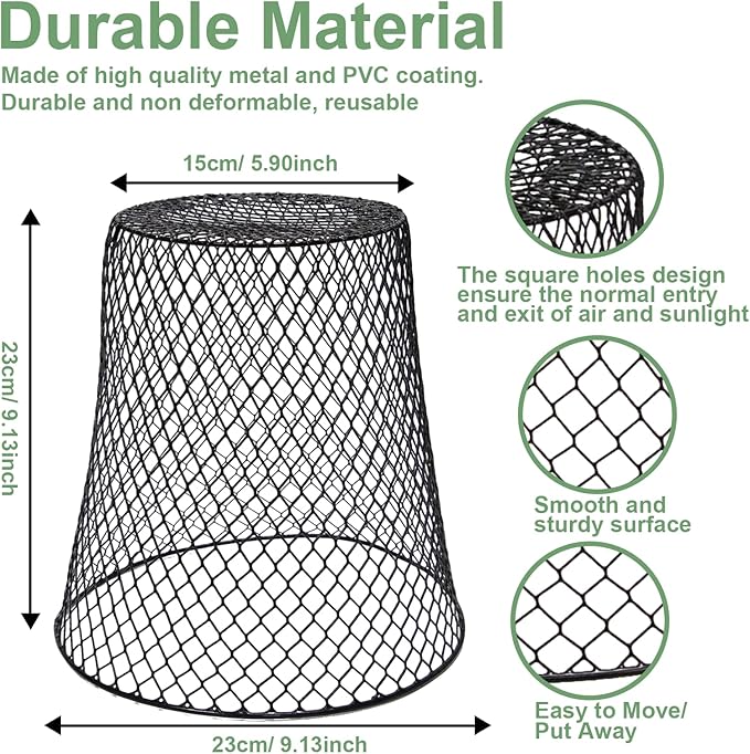 10 Pcs 9"×9" (Multiple Sizes/Quantities Available) Chicken Wire Plant Protectors from Animals, Plant Cage Garden Cloche to Protect Plants Vegetables from Rabbits Squirrels Chicken