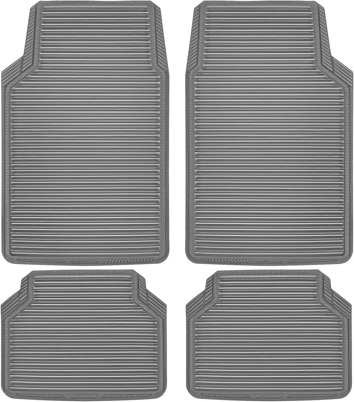 CAR PASS Rubber Car Mats,Car Floor Mats All Weather,Car Mats Full Set 4-Piece,Waterproof Automotive Floor Mats Trim to Fit for Most Cars Sedans SUVs Vans,Heavy Duty Anti-Slip Easy Clean, All Gray
