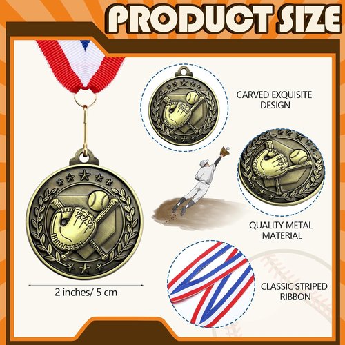 Huquary 12 Pcs Kids Award Medals - Sports Bracelets & Red White Blue Striped Ribbons for Team Competitions