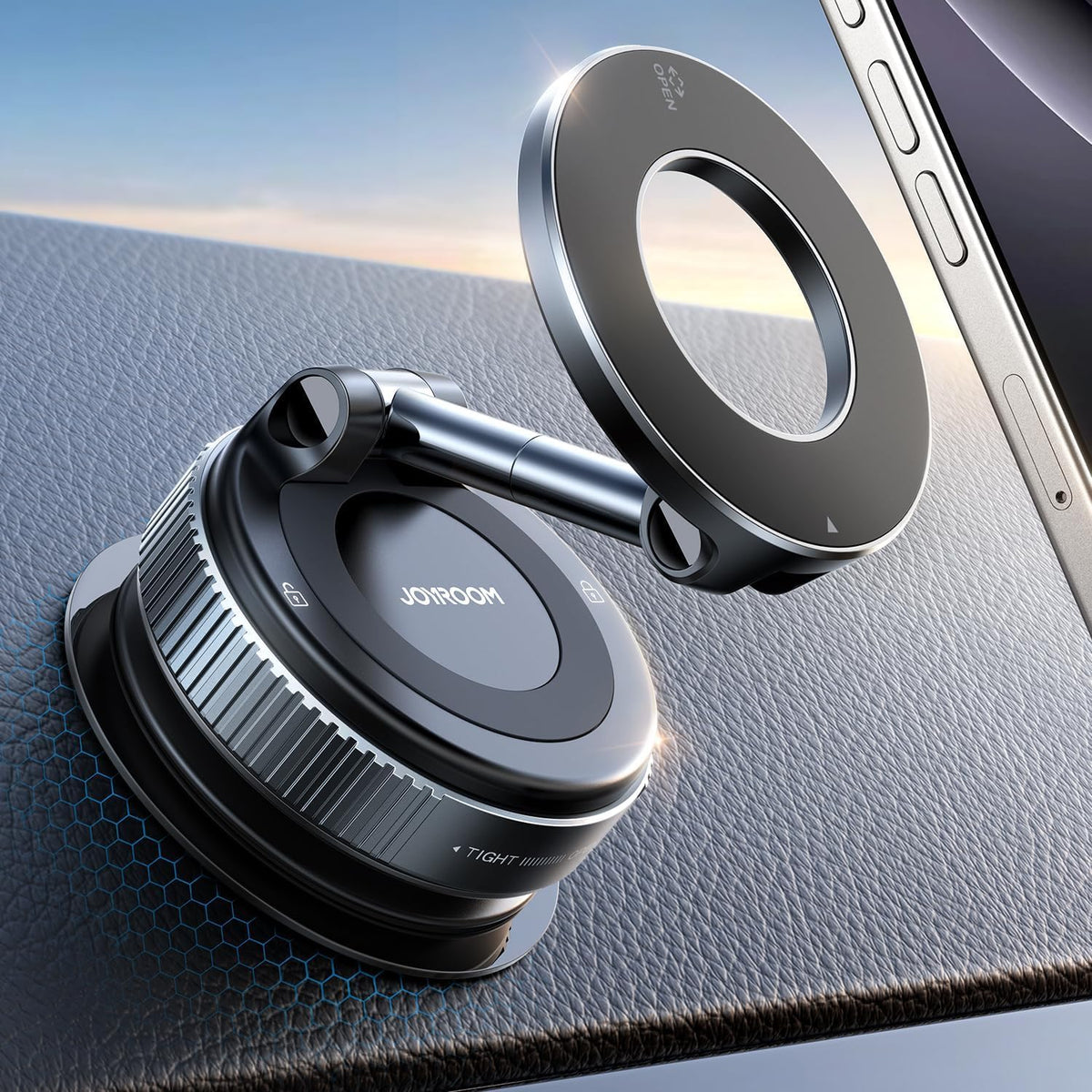 JOYROOM Magsafe Car Mount, Car Mount for iPhone with Strong Magnet, 360° Metal Strut Vacuum Suction Cup Phone Mount for iPhone 17 Air Pro Max/16 15 14 13 12 Series& Android Magsafe Case, Dark Blue