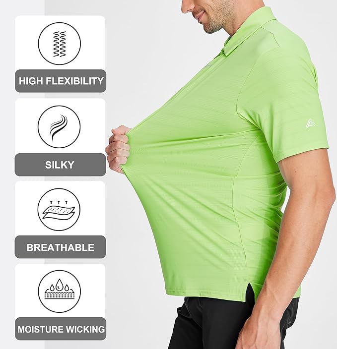 Esabel.C Jacquard Golf Shirts for Men Moisture Wicking Short Sleeve Performance Dry Fit Active Mens Polo Shirts