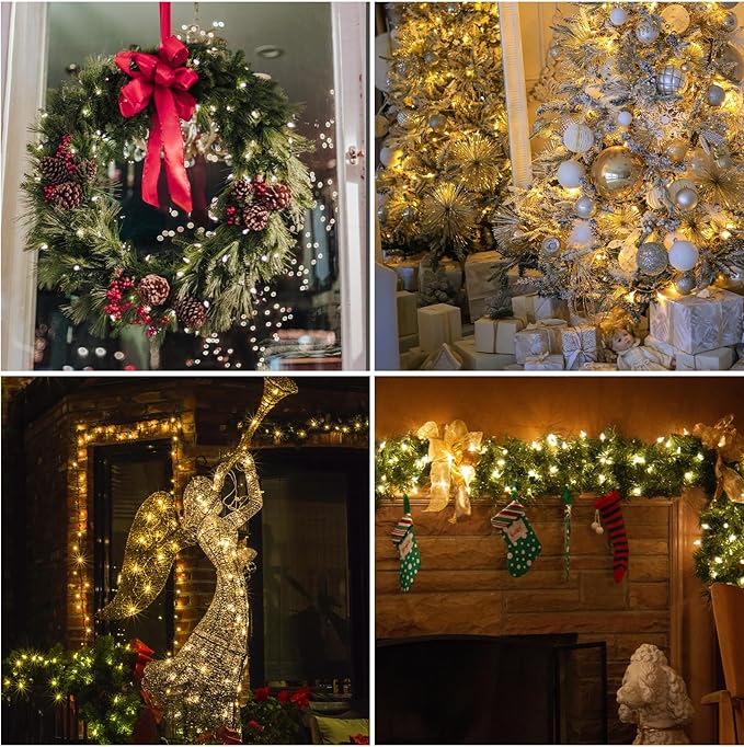 Dailyart Fairy Lights Plug in 500 Led with Remote 42Ft String Light with Timer Waterproof Lights for Bedroom Wreath Party Window Wedding Decoration Warm White Green Wire