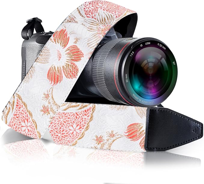 Art Tribute Camera Strap, Vintage Embroidered Neck Shoulder & Crossbody Camera