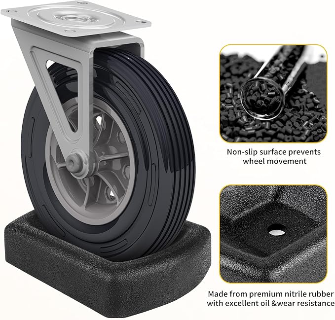 Rubber Wheel Dock for Trailer, Heavy Duty Jack Wheel Chock Stopper Fits 6" Caster, Travel Trailer Wheel Dock Jack Wheel Stabilizer for RV, Boat, Camper and Caravans