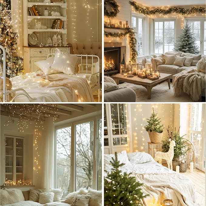 Dailyart Fairy Lights Plug in, 3000 Led Cluster Lights with Timer 195Ft Waterproof Warm Twinkle String Light with Remote for Bedroom Wreath Garland Window Wedding Christmas Tree Decoration,Gold Wire