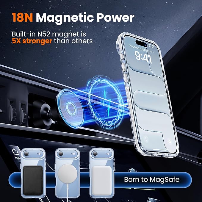 toushion 3 in 1 for iPhone Air Case Clear Bumper, Fits MagSafe, Shockproof