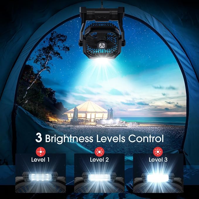 ONLYNEW Portable Fan Rechargeable, 20000mAh Cordless Battery Powered Fan with LED Lantern, USB C Battery Operated for Camping Travel Bedroom Home Tent Office Beach Desk Fishing Table