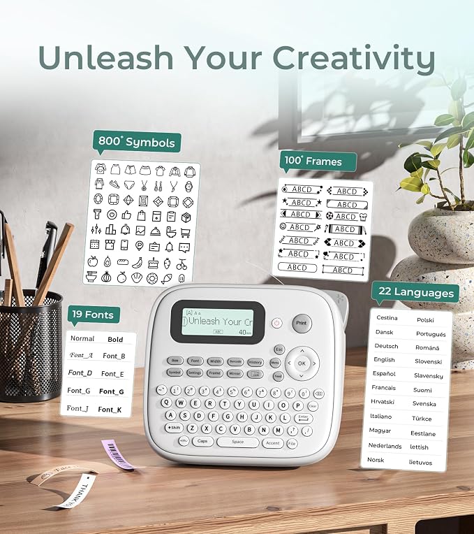 Label Maker Machine with 4 Tapes, D210s Labelmaker, Replacement
