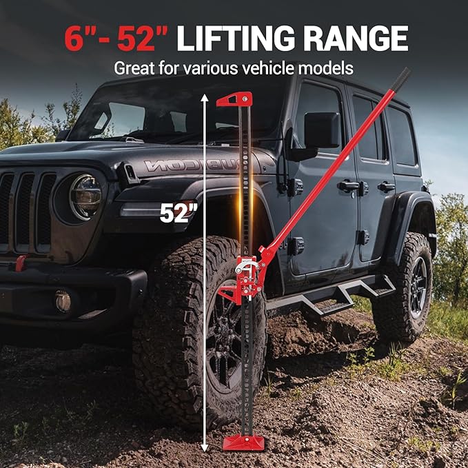 GarveeTech 3 T Farm Jack, 60 in Utility Farm Jack, 6600 LBS Capacity Ratcheting Off Road Utility Jack, Heavy-Duty Farm Jacks Foratv, Utv, SUV, Tractor, Truck, Universal Jack