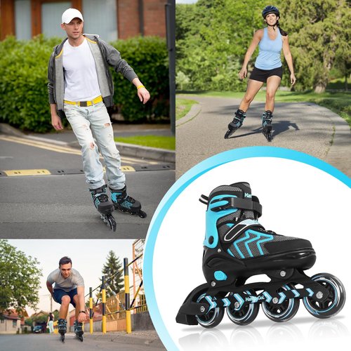 Inline Skates for Adults Men Women, Adjustable Aggressive Durable Roller Skates with Giant Wheels, High Performance Skates for Male Female Teal Size 8 9 10 11