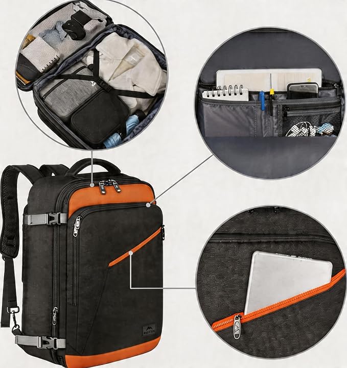 MATEIN Carry on Backpack for Airplanes, Expandable Travel Backpack Airline