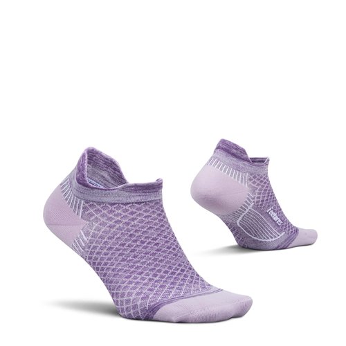 Feetures Plantar Fasciitis Relief Sock Light Cushion No Show Tab - Targeted Compression Sock for Women & Men - Amethyst, Medium (1 Pair)