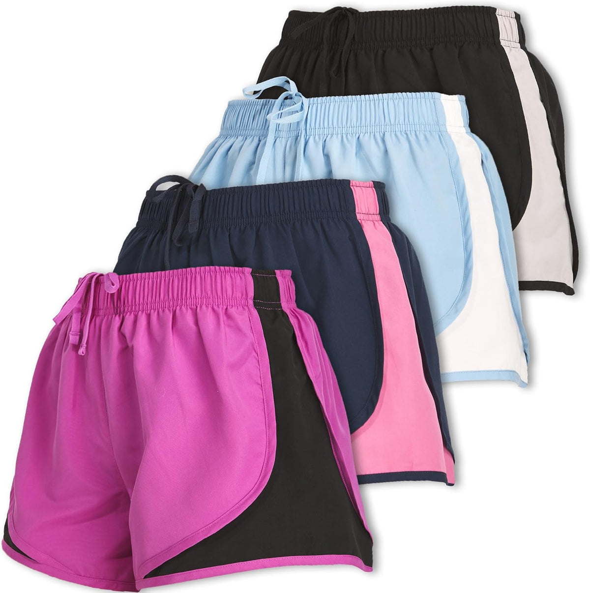Skiennix Ultra Performance Women's Running Shorts - 4-Pack Athletic Gym Shorts with Brief Liner