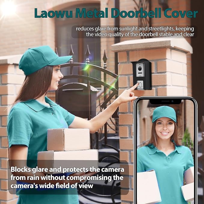 Metal Doorbell Cover Weatherproof, Doorbell Rain Cover, Anti Glare Doorbell