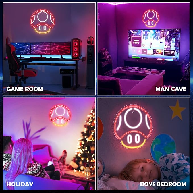 Kavaas Gaming Neon Sign, Mushroom Neon Sign