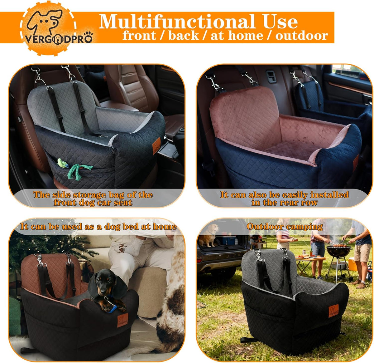 Dog Booster Car Seat for Medium/Small Sized Dogs,Memory Foam and Ultra Soft Fabric Car Pet Bed,Portable Travel Safety and Comfortable Dog Carseat with Washable Removable Cover,Thick Cushion（M-Blagre）