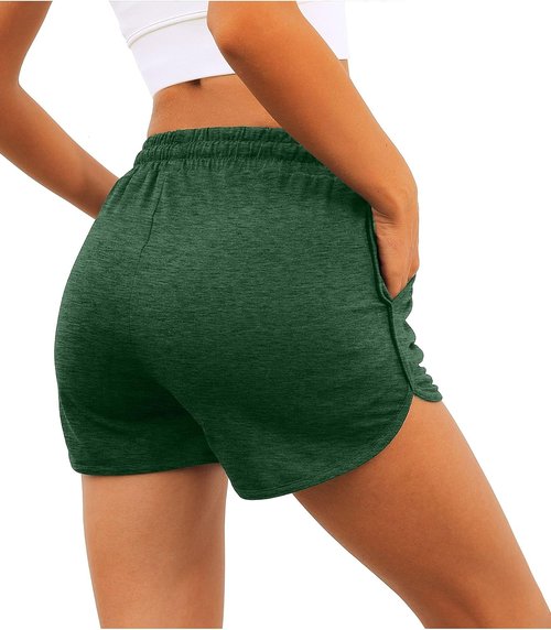 Aloodor Women's Athletic Running Shorts - Comfortable Dolphin Style with Pockets & Drawstring