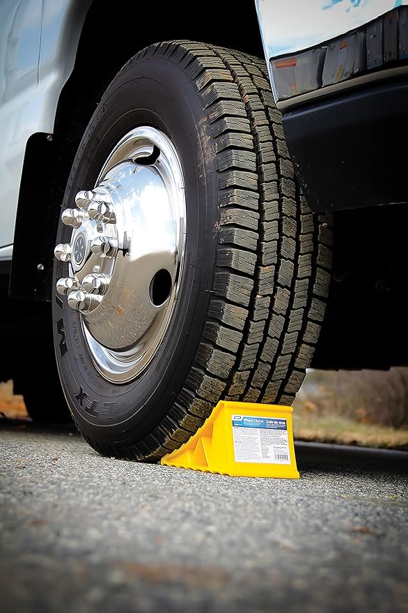 Camco Standard Wheel Chock for Trailers&RVs-Heavy Duty Trailer Wheel Chock Constructed of Durable Plastic w/UV inhibitors-for Use w/Tires Up to 26-inches-Re-Hitch in Confidence-44412,(Pack of 6)