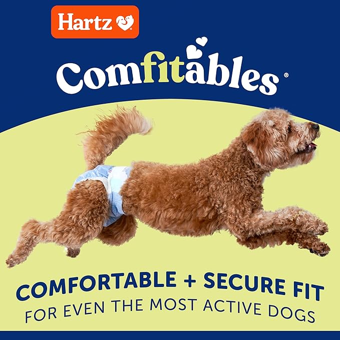 New! Hartz® Comfitables® Disposable Dog Diapers, Size XS 38 count, Comfortable & Secure Fit, Easy to Put On, Super Absorbent Male and Female Diaper