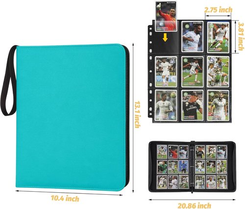 GERMUN Premium Zip Trading Card Binder - 720 Double-Sided Pocket Album for MTG & Sports Cards | Lake Blue