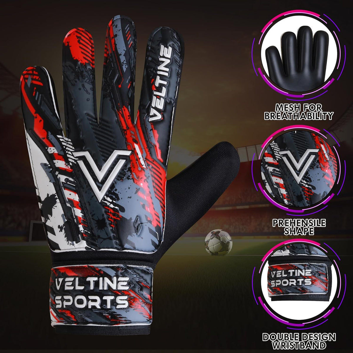 Regine Switzerland Soccer Goalie Gloves - Youth & Adult Football Goalkeeper Gloves with Double Wrist Protection & 4mm Anti-Slip Latex Palm